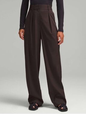 Lululemon Size 6 Pleat-Front High-Rise Trousers Espresso Brown Pants